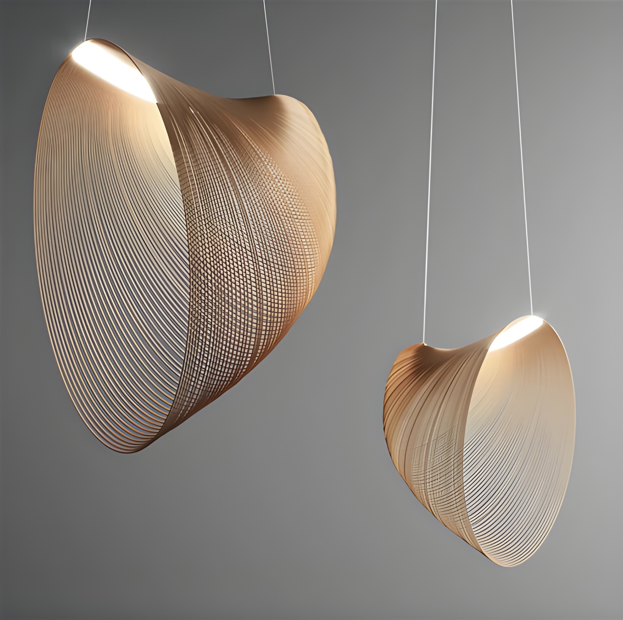 Lampa wisząca CONCHA z drewnianych lameli