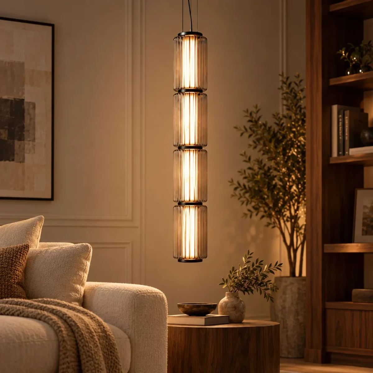 Lampa wisząca CYLINDER Glass z ryflowanego szkła