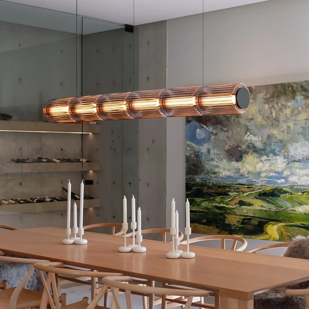 Lampa wisząca CYLINDER Glass z ryflowanego szkła