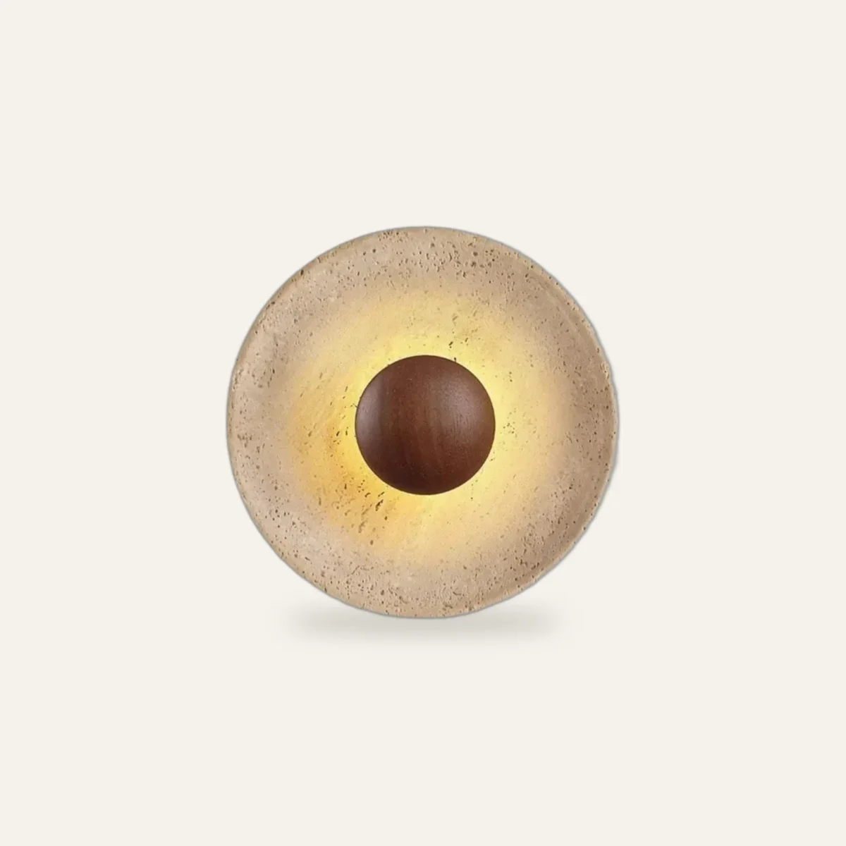 Kinkiet TRAVERTINE Sphere z trawertynu z drewnianą kulą