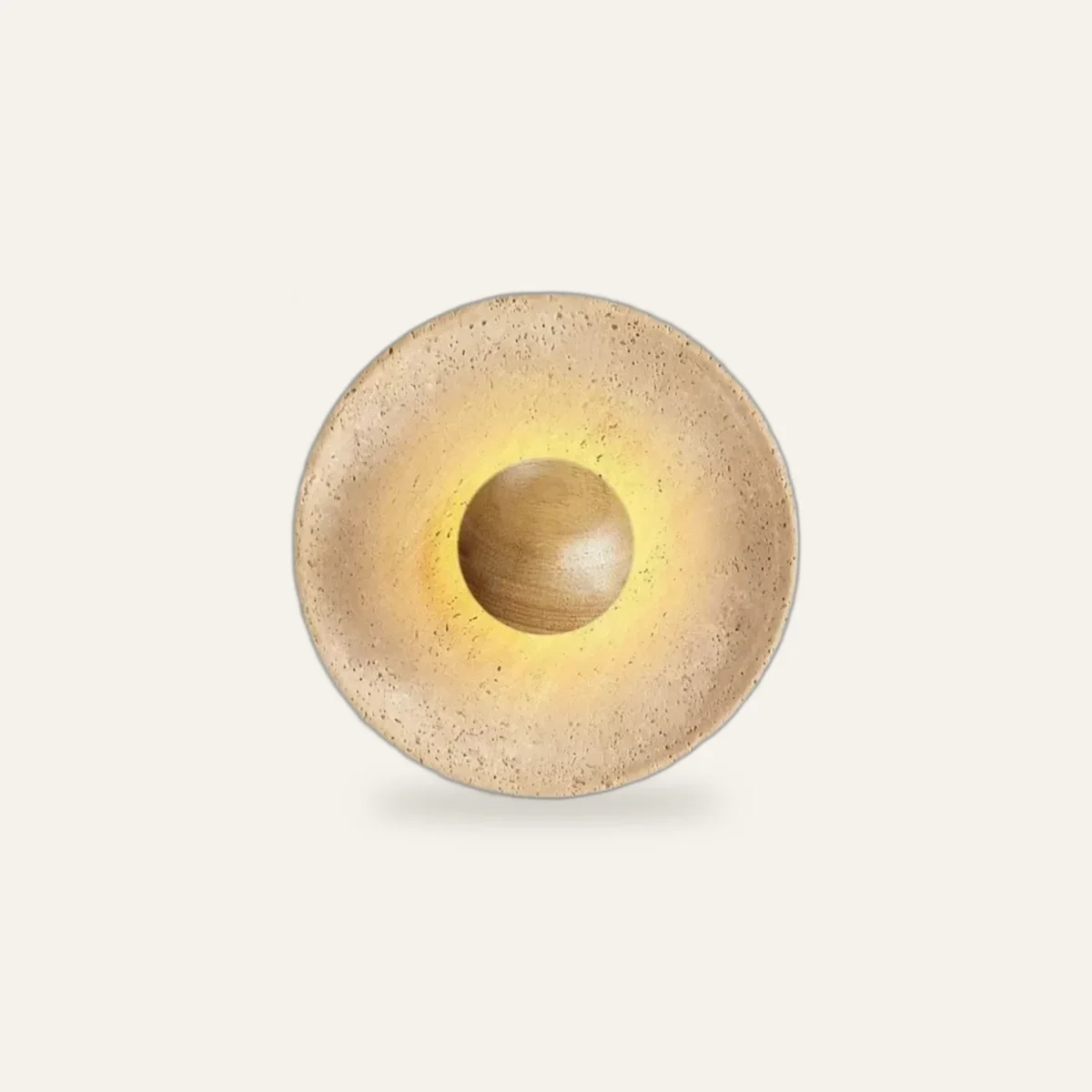Kinkiet TRAVERTINE Sphere z trawertynu z drewnianą kulą