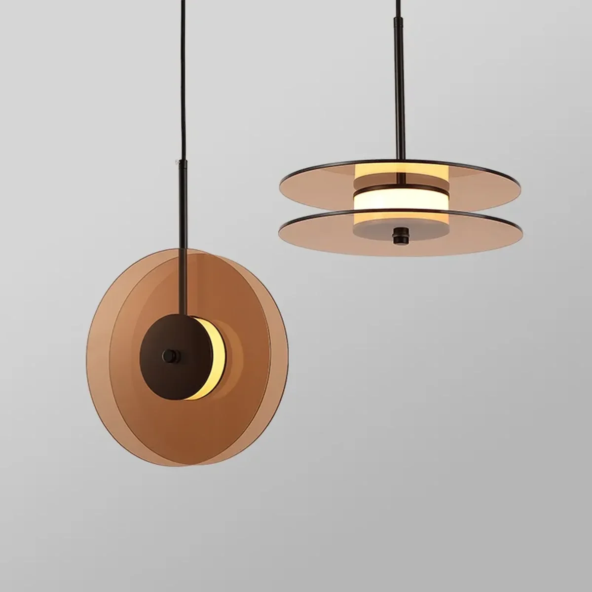 Lampa wisząca Vinile – szklane dyski ze światłem