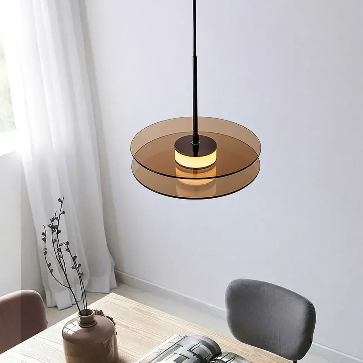 Lampa wisząca Vinile – szklane dyski ze światłem